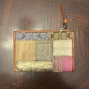 Vintage Y2k Coach Mini Patchwork Coinpurse Zip up Wallet Key Ring CardHolder